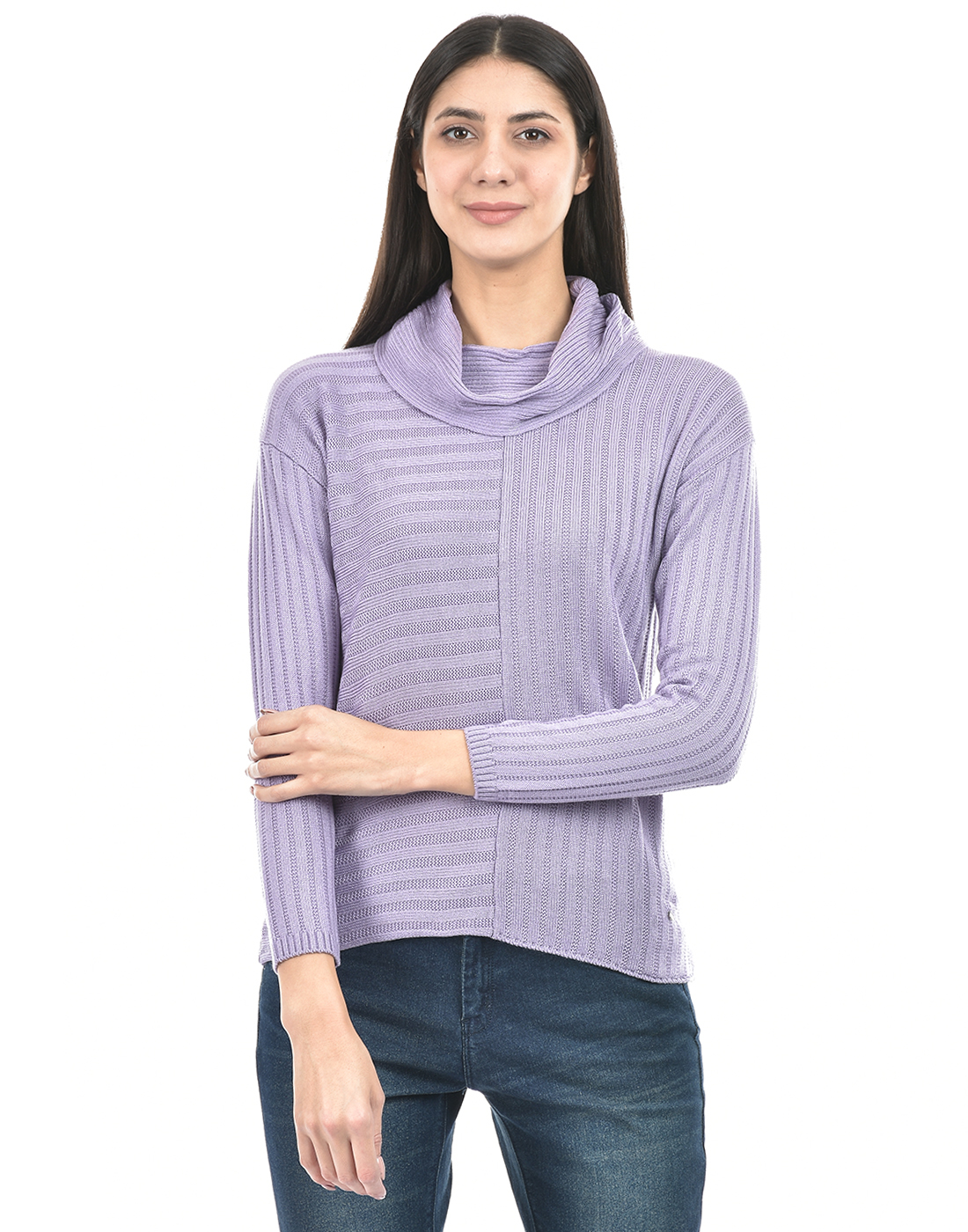 Numero Uno Women Self Design Purple Sweater